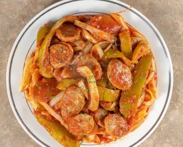 Sausage and Peppers with Penne.